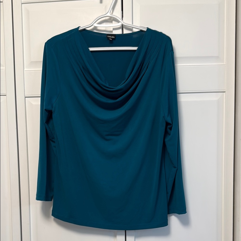 Rafaella turquoise Draped long-sleeve Blouse
